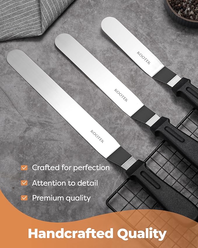 Kootek Angled Icing Spatula, Stainless Steel Offset Spatula, 6", 8" &10"