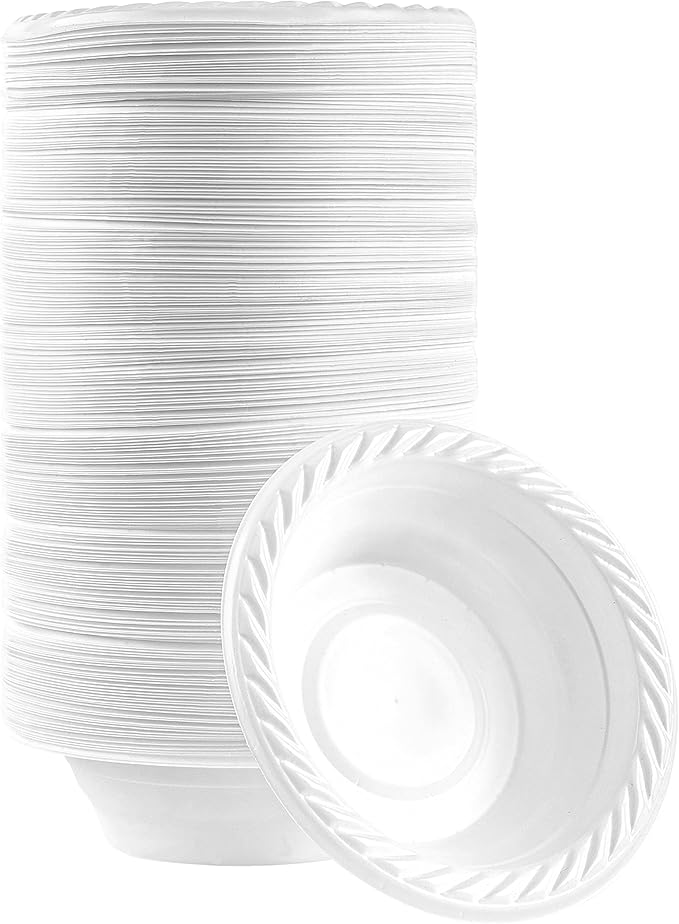 PLASTICPRO 5 ounce Round Plastic Dessert Bowls Microwaveable 400 Count