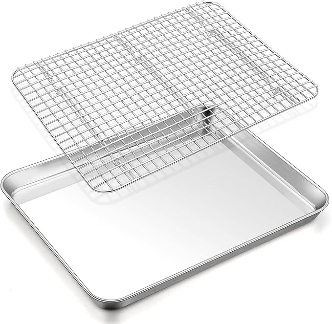 TeamFar Stainless Steel Baking Sheet with Wire Rack Set, 17.6"x13"x1"