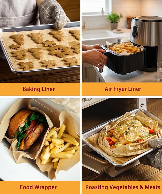 200 Sheets Precut Parchment Paper, 9x13 Inches, Non-Stick, Unbleached