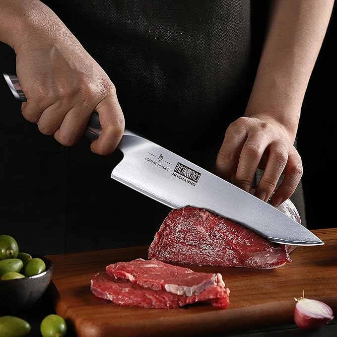 HOSHANHO 7PCS Kitchen Knife Set, Japanese Magnetic Knife Block Set