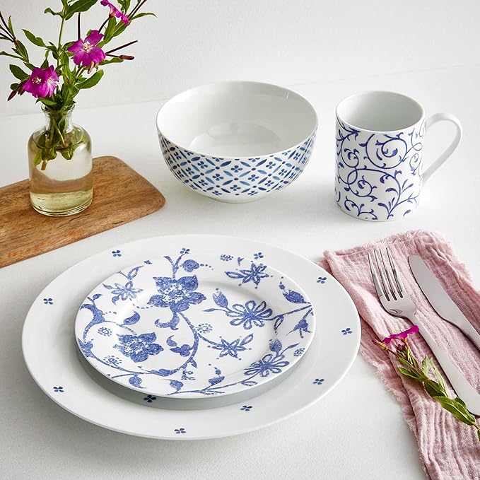Portmeirion – Portmeirion Home – Dinnerware Set – Blue Indigo, Set of 16