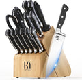 KnifeSaga Japanese Knife Set with Sharpener, Premuim, Razor Sharp, 15 Pcs
