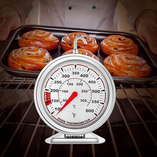 Extra Large 3" Oven Thermometer with Easy-Read Dial | Accurate Oven Temperature Reading | Dual Scale 100°F-600°F & -40°C-310°C | for Gas/Electric Ovens, Grill, BBQ, Baking, Meat