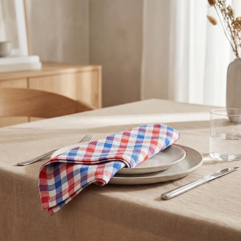 Urban Villa Cloth Napkins July4th 20x20 (Set of 12) Red/Blue
