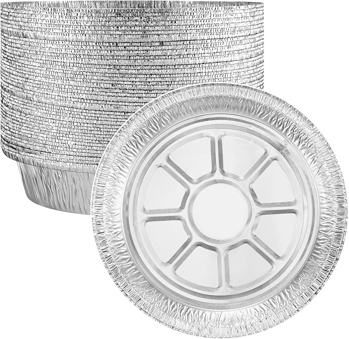 MESTAEK 8 Inch Aluminum Foil Pans, No Lids, 50 Pack