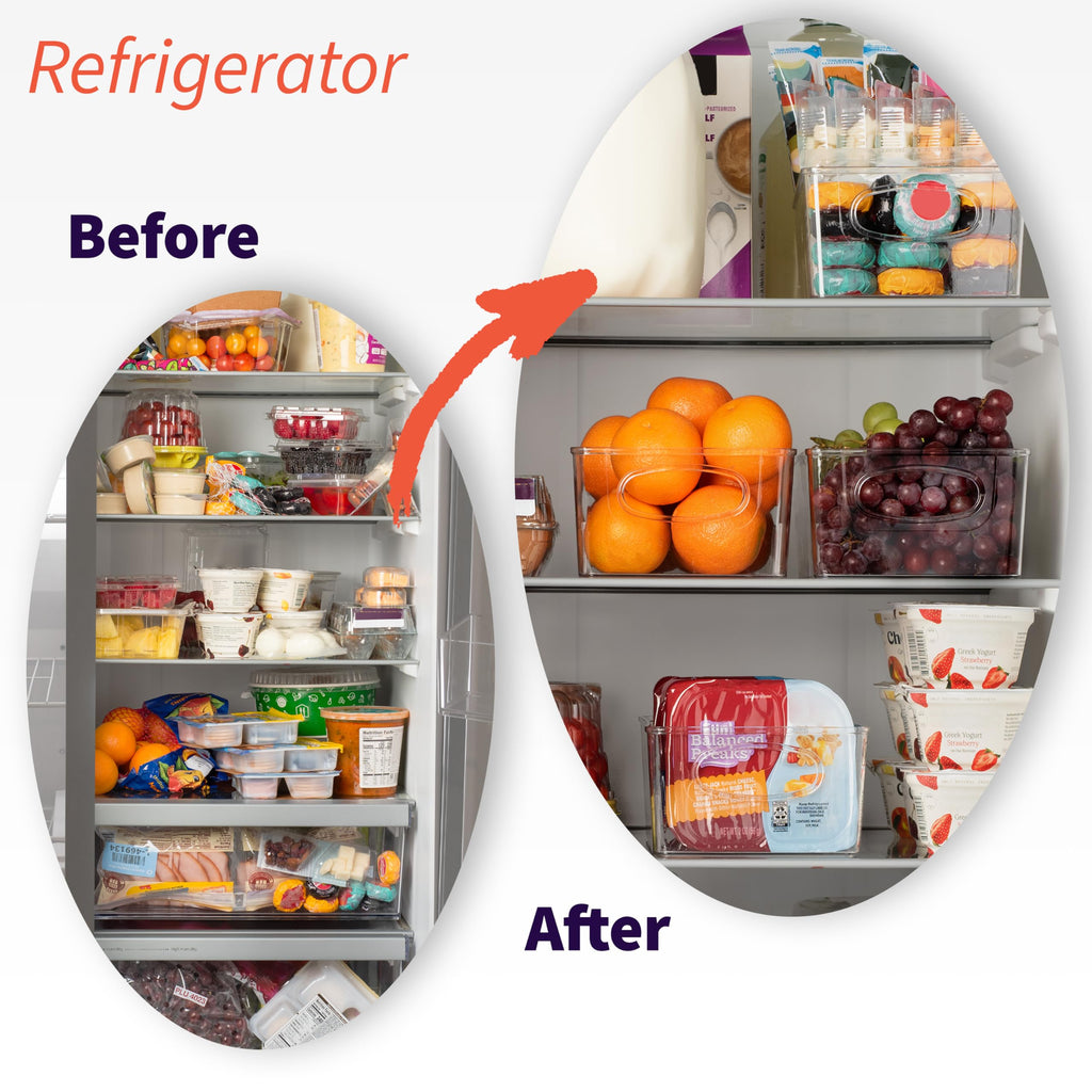 ClearSpace Plastic Pantry Organization and Storage Bins with Removable Dividers – XL Perfect Kitchen / Refrigerator/ Cabinet Organizers, 2 Pack