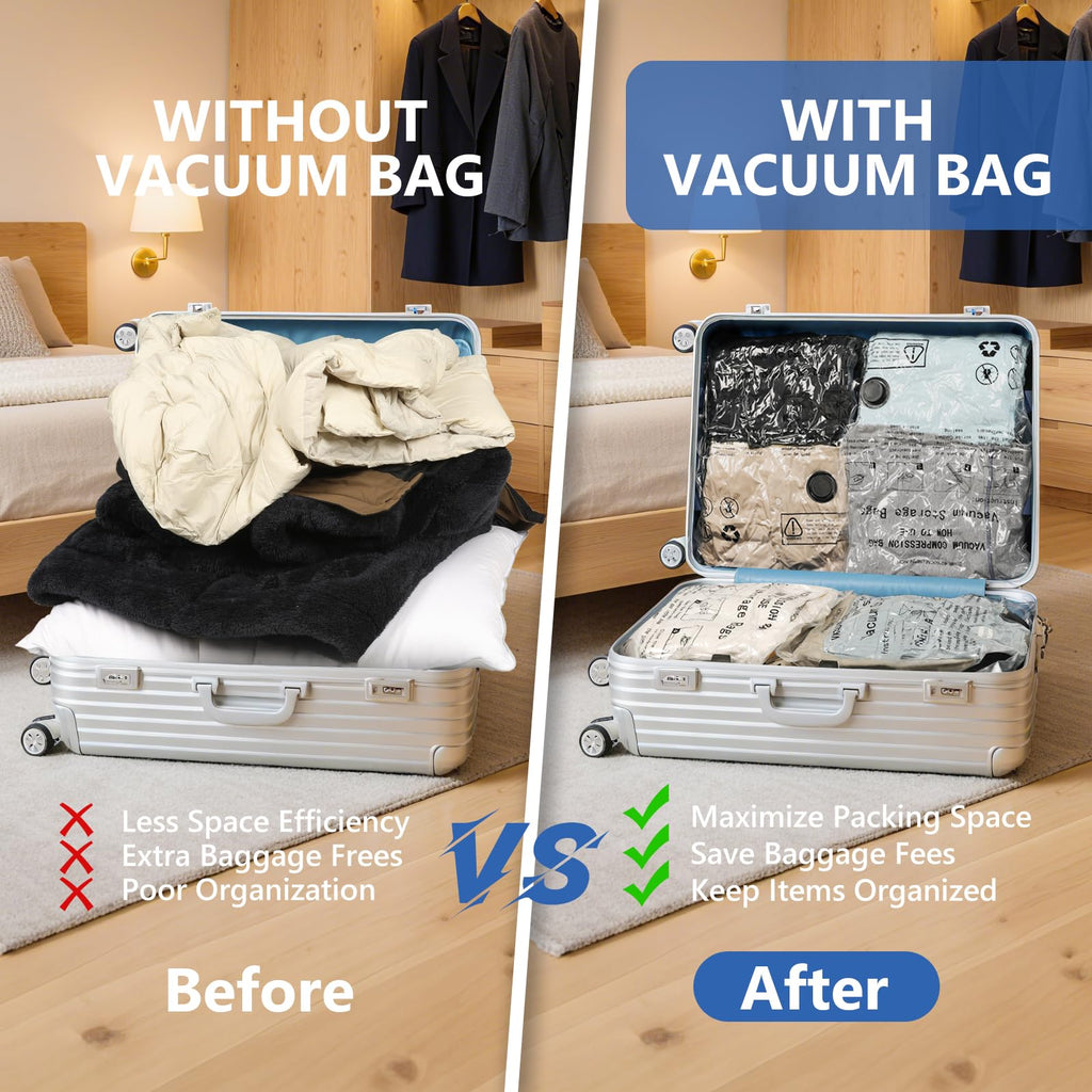 18 Pack Travel Vacuum Bags for Clothing with Rechargeable Wireless Air Pump