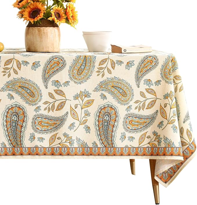 patdrea Vintage French Linen Tablecloth,Rectangular,94"x63"-Lysaniya