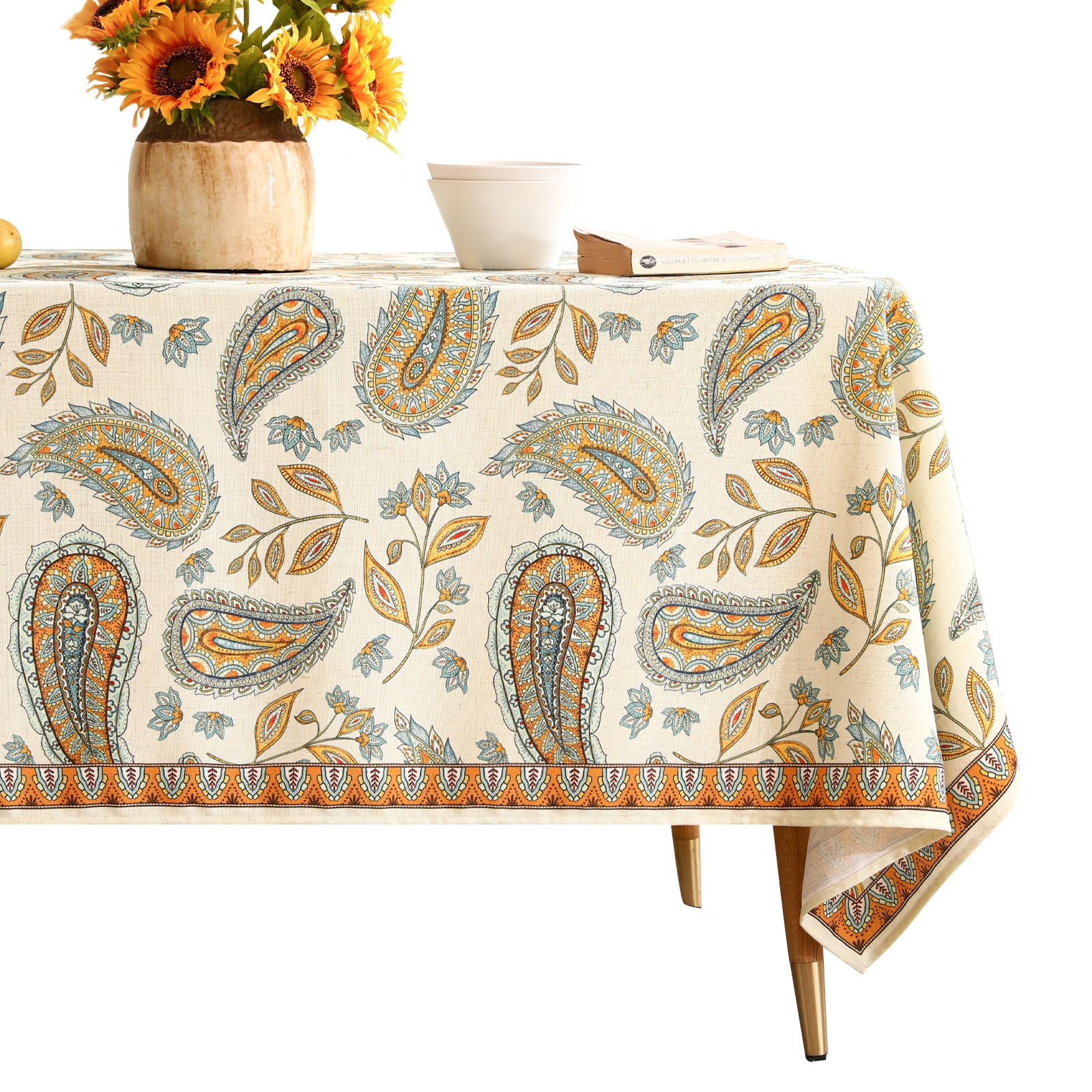 patdrea Vintage French Linen Tablecloth,Rectangular,94"x63"-Lysaniya