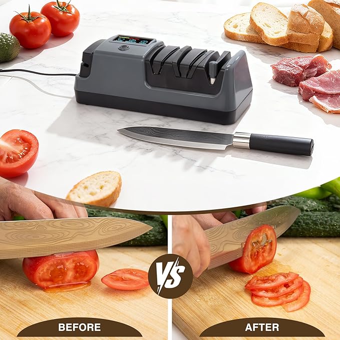 Ceelpeopar Electric Knife Sharpener for Kitchen, 3-Stage, LCD Screen