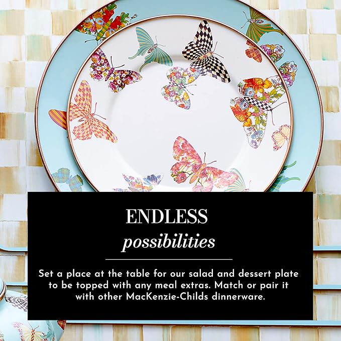 MACKENZIE-CHILDS Enamel Dessert Plate, Butterfly Garden