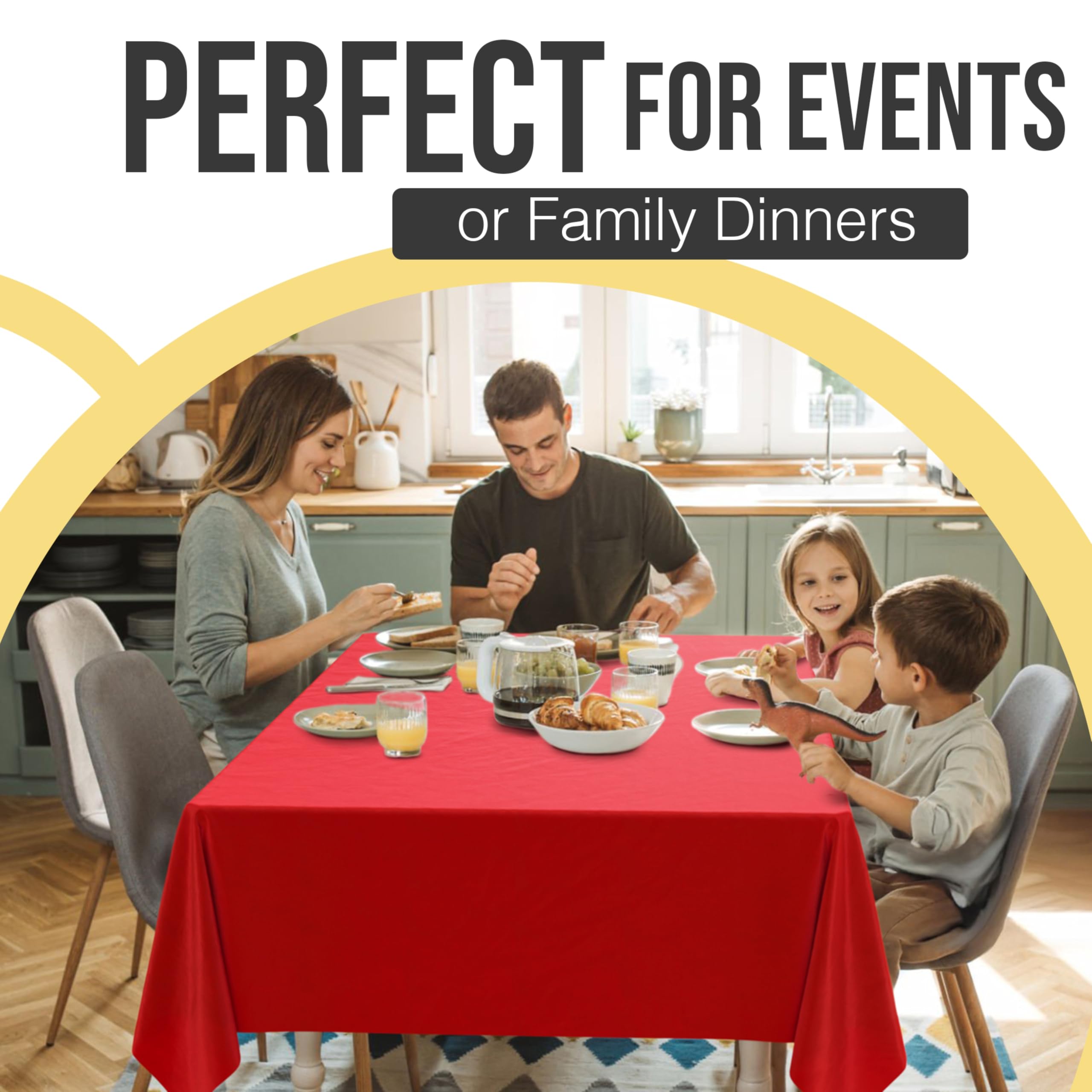 Exquisite Party Solids 66% Thicker Premium Plastic Table Cloth Rectangle Table Cover 0.5 Mil 12 Pack Red Table Cloth 54 Inch x 108 Inch Disposable Tablecloth Won't Tear Easily Like Cheap Thin Brands