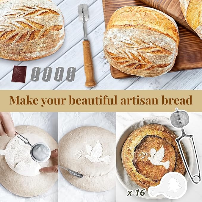 BAVIFY Sourdough Starter Kit, Banneton Bread Proofing Baskets Set
