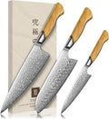 TIVOLI Damascus Kitchen Knife Set, 3 PCS Japanese Chef Knife Set