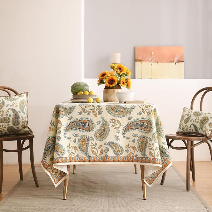 patdrea Vintage French Linen Tablecloth,Rectangular,94"x63"-Lysaniya
