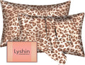 LYSHIN Silk Pillow Cases 2 Pack Queen Size with Zipper, Leopard