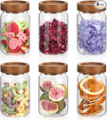 Patoper 6oz Small Glass Jars with Wood Lid Spice Jar Round Food Storage Canister Clear Glass Containers Jar for Ground Seasoning Pantry Sugar Tea Coffee Bean Spice Herb Cookies(6 * 200ml(6.76oz))