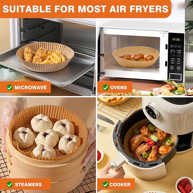 250 Pcs 8" Round Air Fryer Liners Disposable for 5-8QT