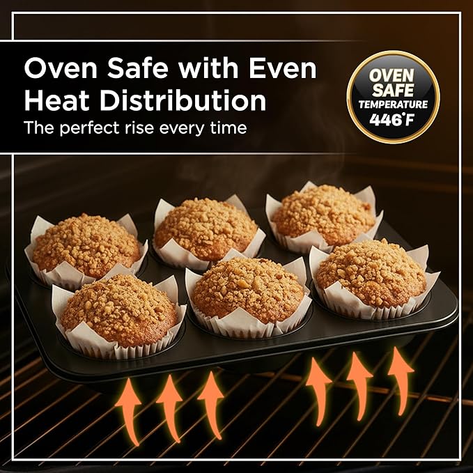 Wrenbury Jumbo Muffin Pan 4" Cup - Nonstick XL Deep Muffin Pan for Baking