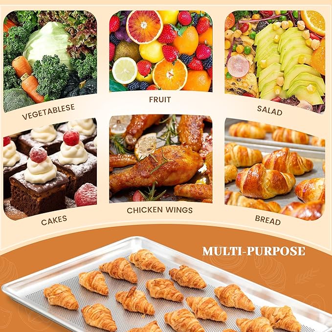 STEELUS 6 Pack Perforated Half Size Aluminum Baking Sheet Pans, 18"x13"