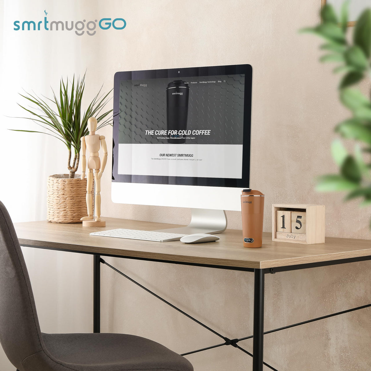 SmrtMugg GO Heated Coffee Mug, Travel Mug, 13.5 OZ. Smart Mug, Battery Powered Heated Coffee Mug, Great for Coffee and Tea, Snap on Magnetic Charging Cord, New and Improved (Pumpkin Spice)