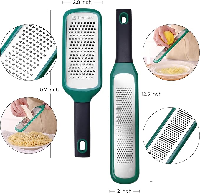 linoroso Lemon Zester Grater of 2, Kitchen Tool for Cheese, Garlic, Nutmeg