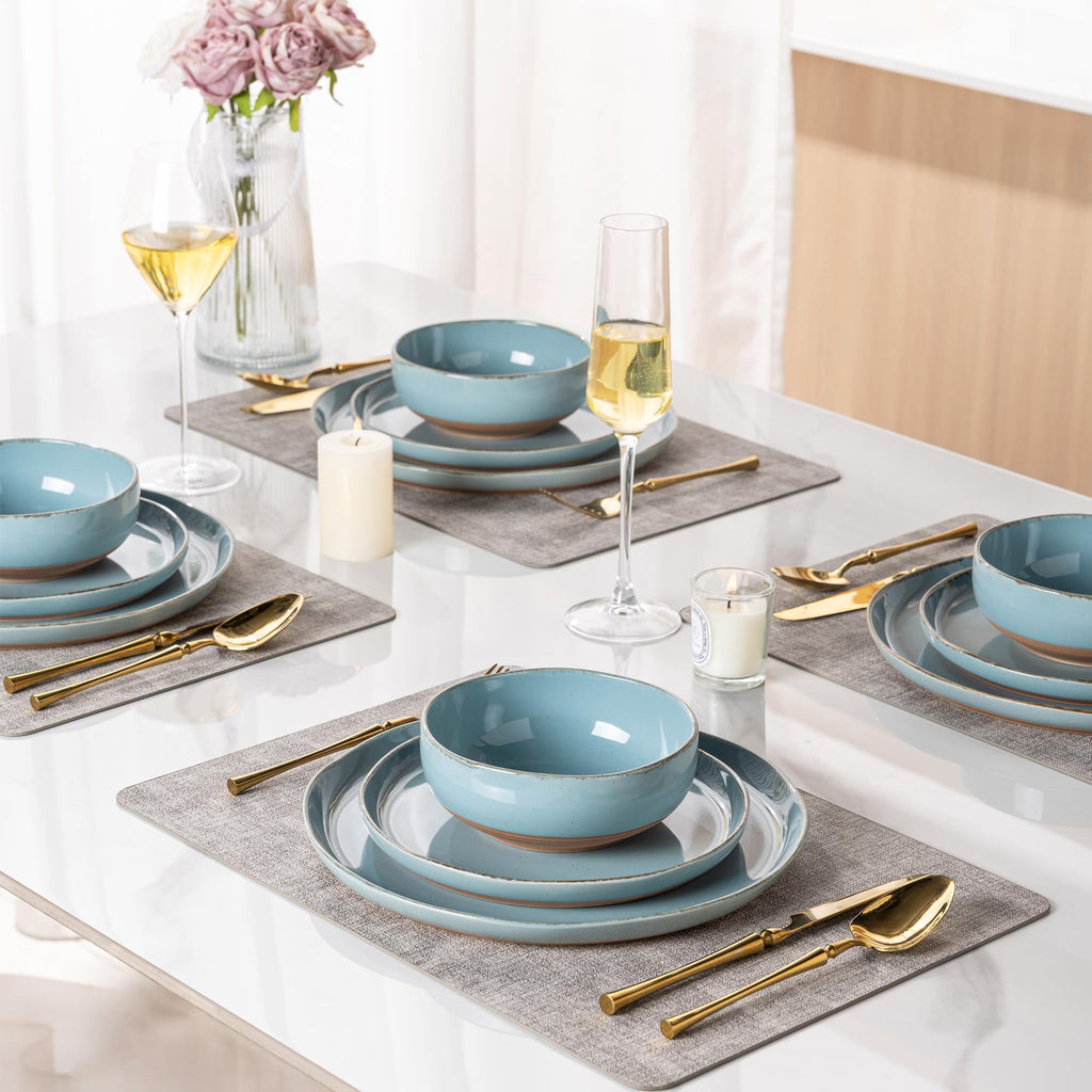 AmorArc Dinnerware Sets for 4, 12 Pieces Ceramic Plates and Bowls Set