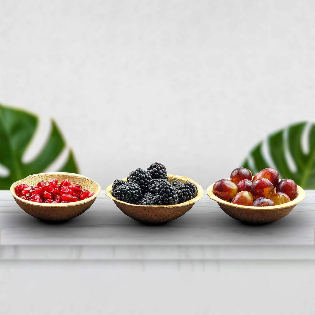 Raj Palm Leaf Disposable Heavy Duty 4" Round Bowls 200 Pack