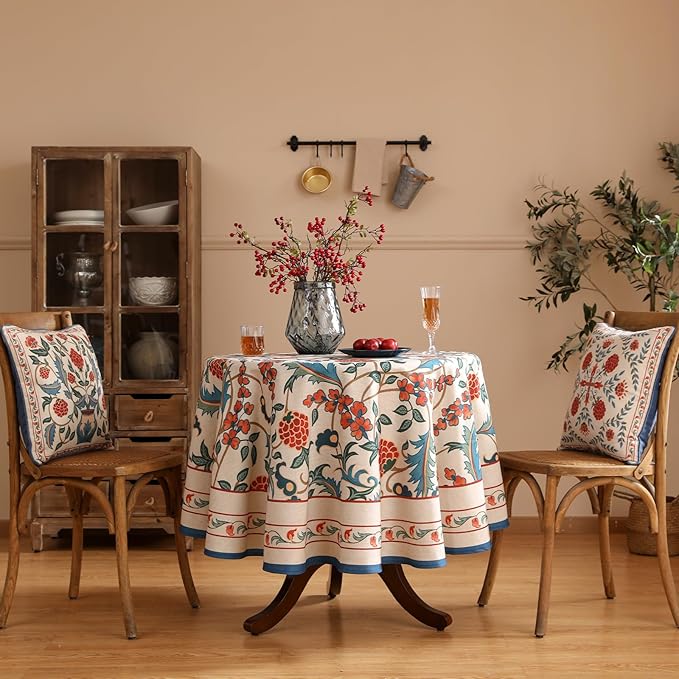 patdrea Elegant French Linen Tablecloth,Round,Diameter 67"-Puno