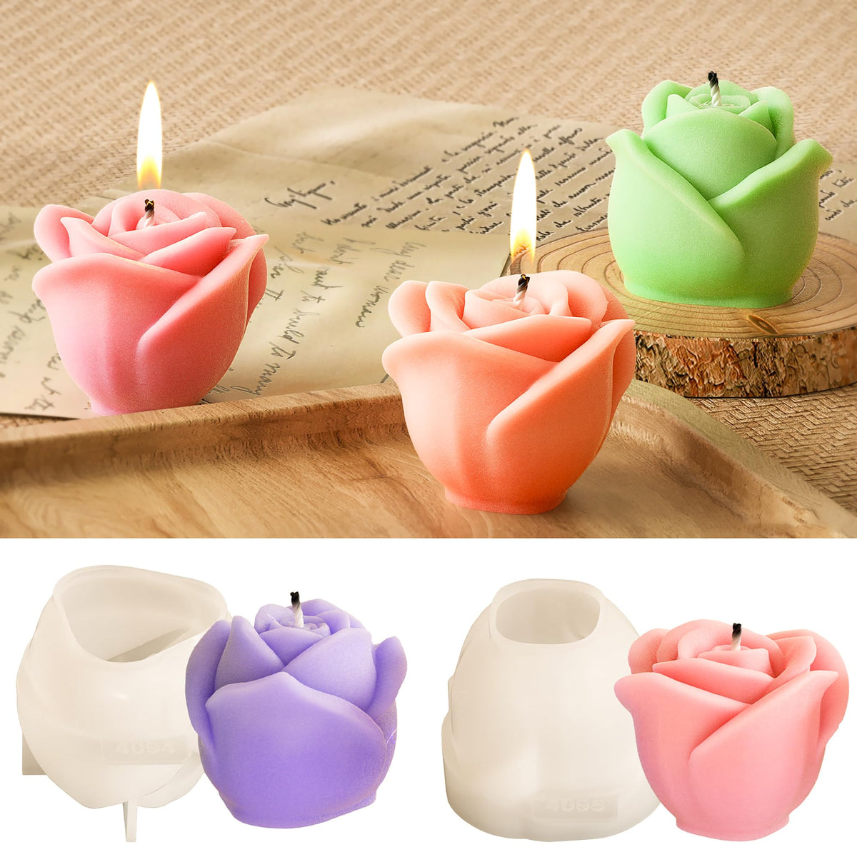 Rose Ball 3D Round Flower Peony Resin Casting Molds - Silicone Mold for Candle Making & Home Decor