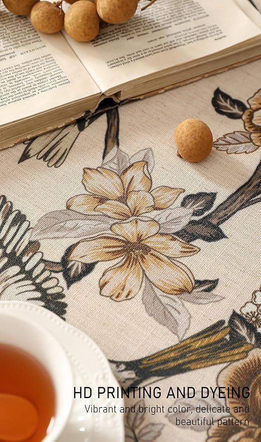 ISAENNE Designer Vintage Linen Square Large Tablecloth,67"x67"-Murad A