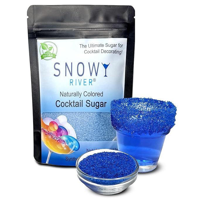 Snowy River Natural Cocktail Sugar Rimmer - Kosher Certified Naturally Colored Beverage Rimming Sugar for Cocktails, Margaritas, Drinks (Royal Blue, 4 Ounce)