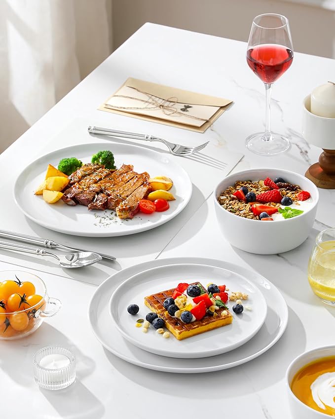 MALACASA 18-Piece Dinnerware Set for 6, White Porcelain Dishes