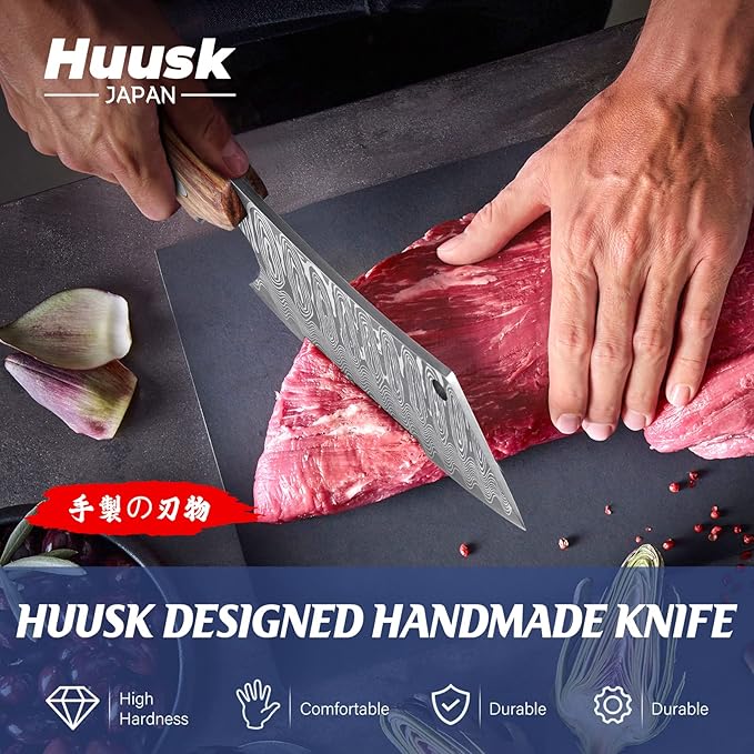 Huusk Meat Cleaver Knife with Sheath - Butcher Knives for Meat Cutting