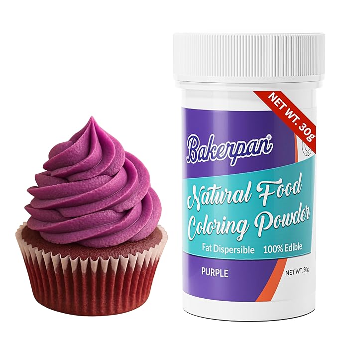 Bakerpan Purple Food Coloring Powder for Baking - 30g Oil Based, Artificial Dye-Free, Plant-Based, Kosher, Gluten-Free - For Buttercream, Chocolate, Candy & Cakes