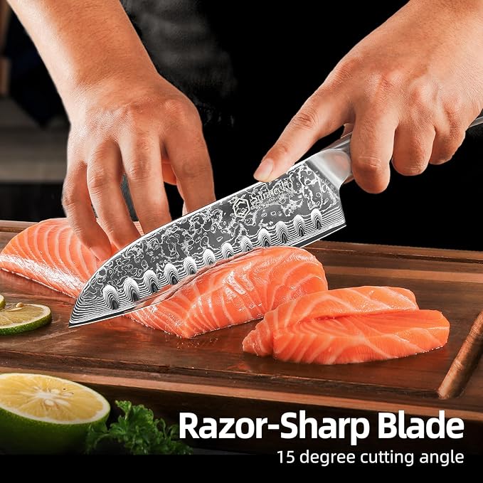 Kitchen Knife Japanese Damascus Santoku Knife 7 Inch