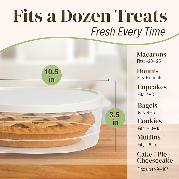 Evelots Pie Container with Lid, 4-Pack, 11-Inch, Clear BPA-Free Carriers