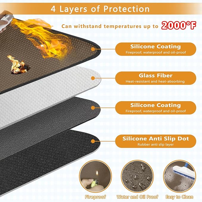 Anze Under Grill Mat for Outdoor Grill, 38 x 65 in，Brown
