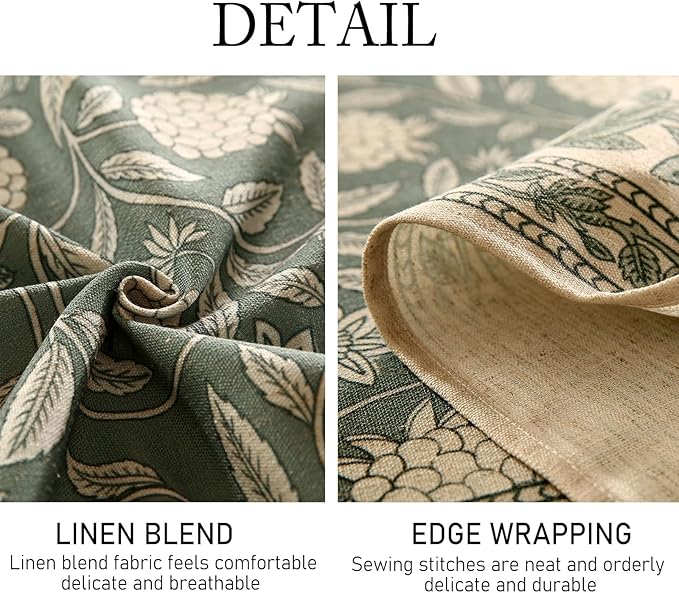 ISAENNE Designer Linen Green Rectangular Tablecloth,102"x63"-Andrew A