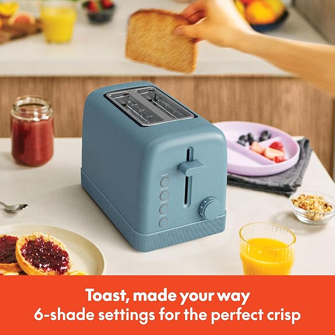 bella 2-Slice Toaster with Extra Wide Slots and 6-Shade Control, Surf