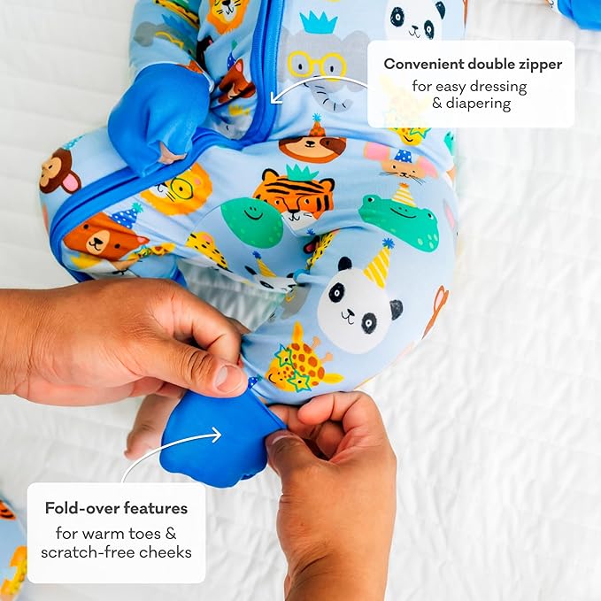 Little Sleepies Baby Pajamas, Blue Party Pals, 3-6M