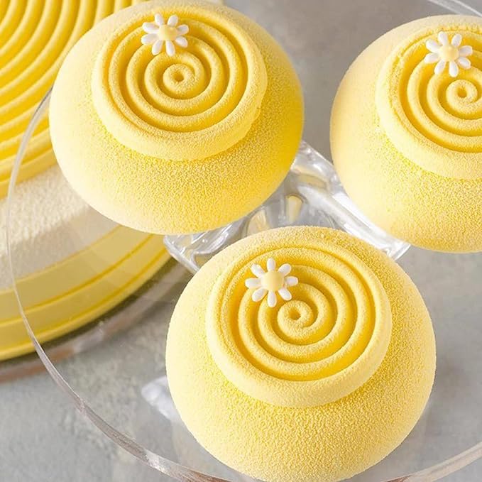 OCPO Kitchen Round Spiral Silicone Mold for Baking Mousse Cake, 6 Cavities