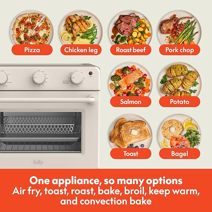 bella ROAST French Door Infrared Toaster Oven Air Fryer, Oatmilk