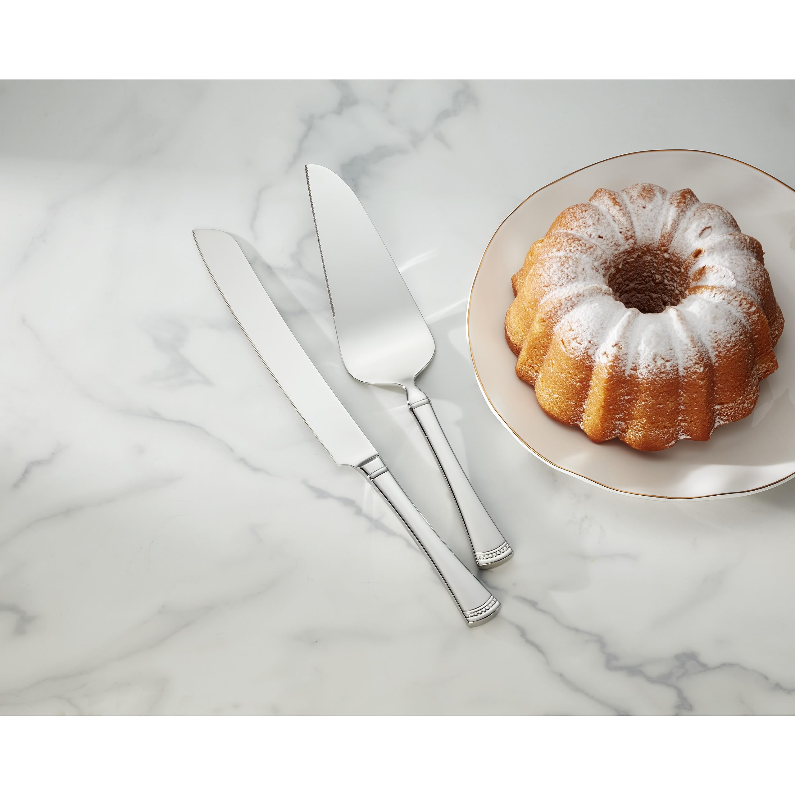 Lenox Portola Silverware Cake Knife & Server Dessert Set, 2-Piece, Flatware