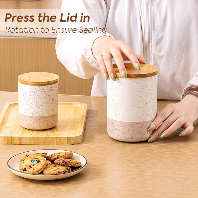 Kitchen Canister for Counter, Ceramic Food Storage Containers with Lids