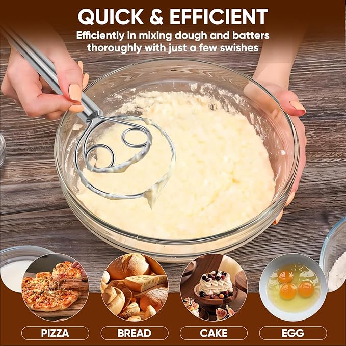 Maxjoy Danish Dough Whisk Stainless Steel for Sourdough Bread