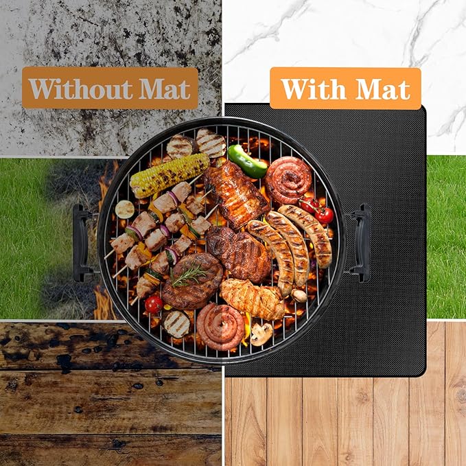 Demiwise 76X48in Grill Mats for Outdoor Grill,Fits Most Grills, Smokers, Griddles and Outdoor Charcoal, Flat Top,Deck and Patio Protector