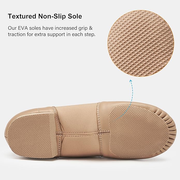 Stelle Jazz Shoes for Women Leather Dance Shoes Unisex (Tan,4MW)