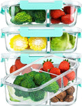 M MCIRCO 5 Pack,36 oz, 2 Compartments Glass Meal Prep Containers with Lids